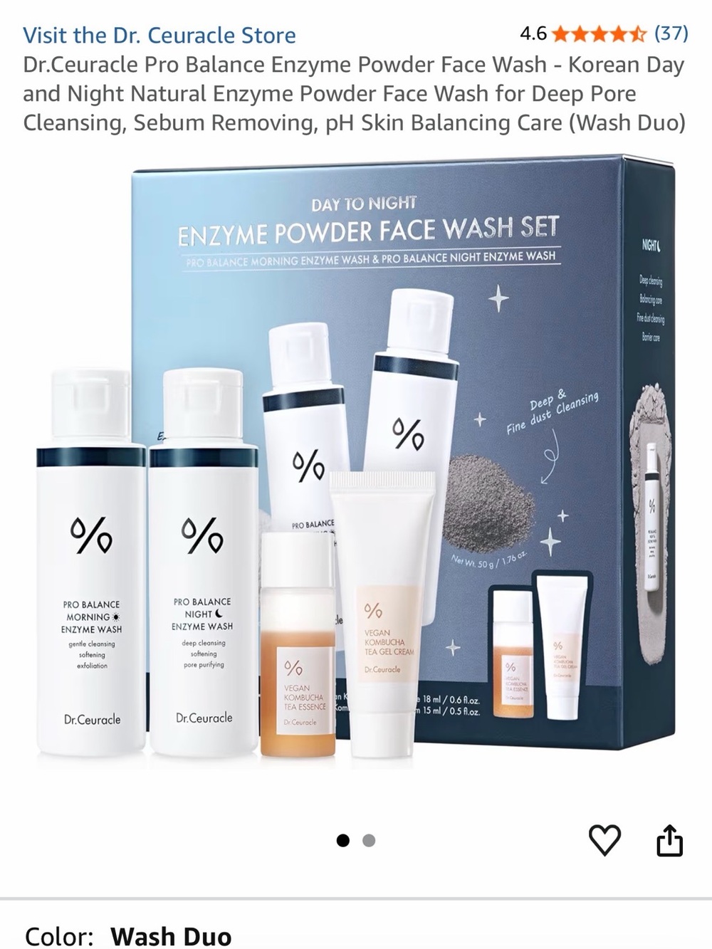 Dr Ceuracle Pro Balance Enzyme Powder Face Wash Set - Wash Duo
